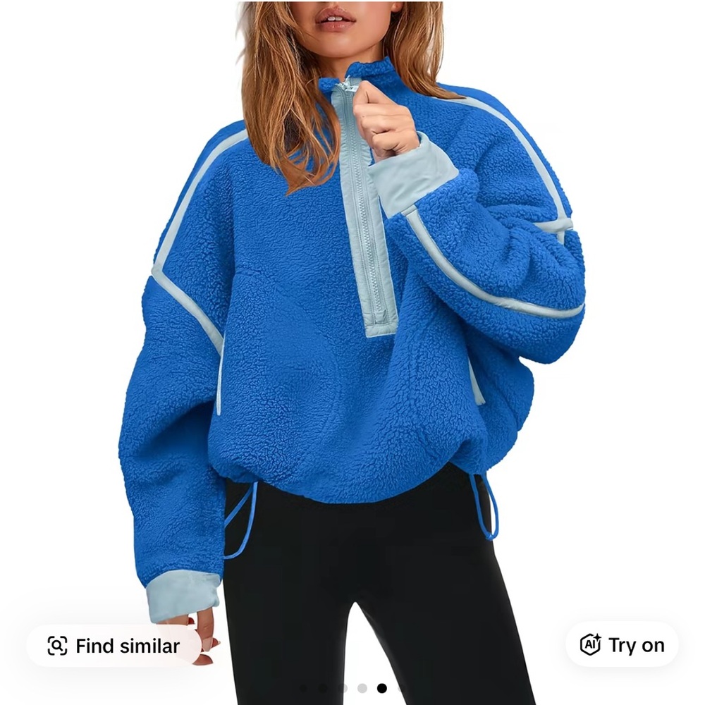 Bueno Blue Sherpa Fleece Pullover